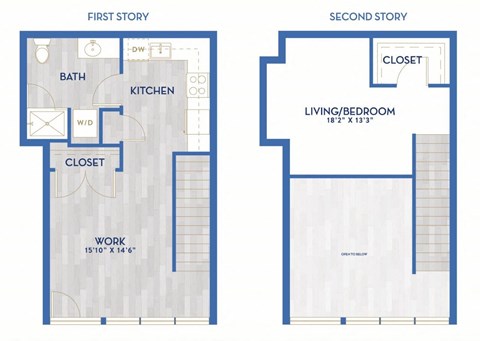 Floor plan for 1 bed, 1 bath, 750 sqft